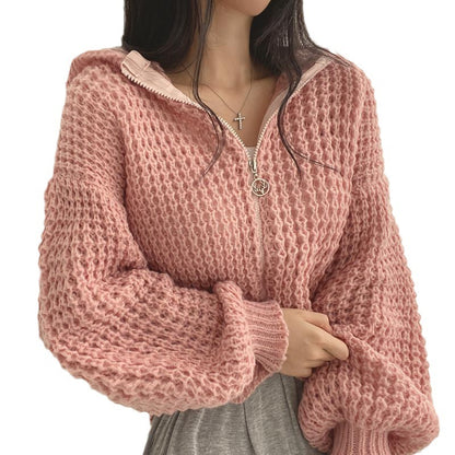 Pull Court à Capuche Femme