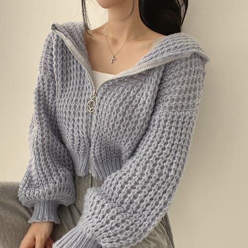 Pull Court à Capuche Femme